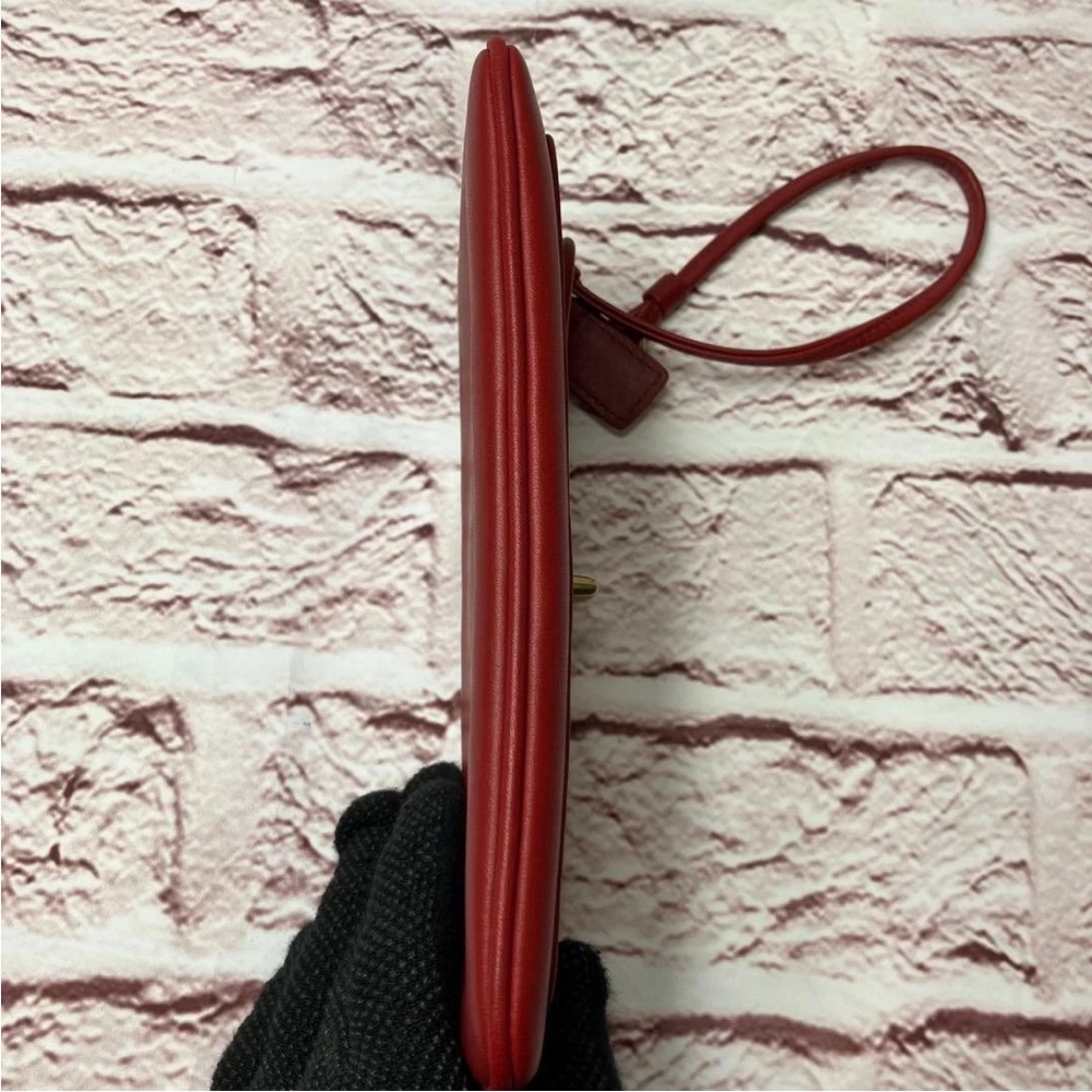 Coach Red Leather Wristlet with Gold Accents - Picture 6 of 16